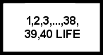 the numbers 1 thru 40 followed by the word life